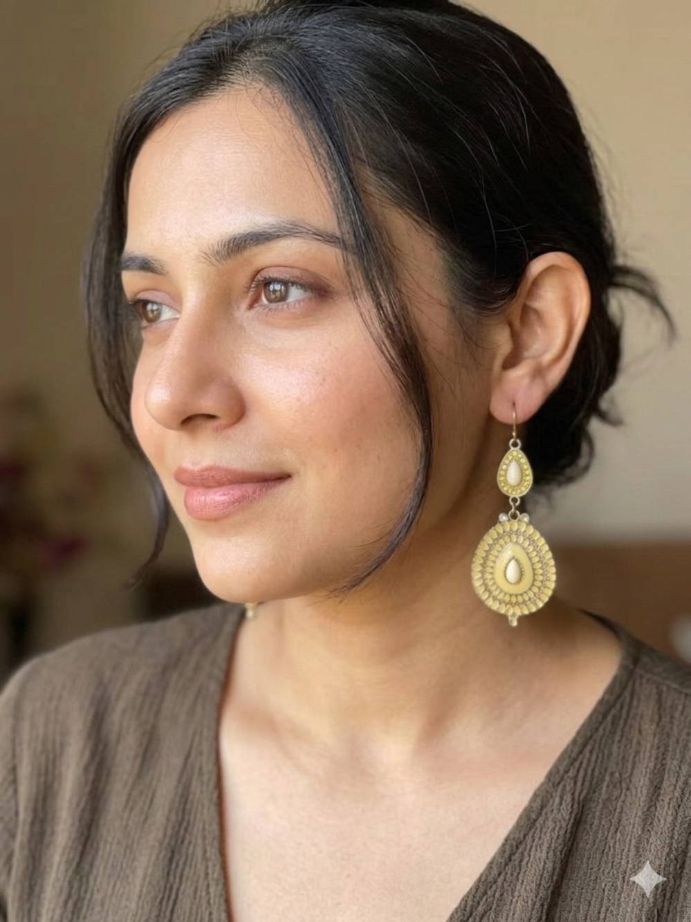Handcrafted Gold Teardrop Drop Earrings - Elegant Women Jewelry